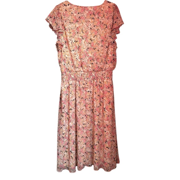 MSK Floral Print Short Flutter Sleeve Mid Calf Dress Size 2X - Picture 6 of 10